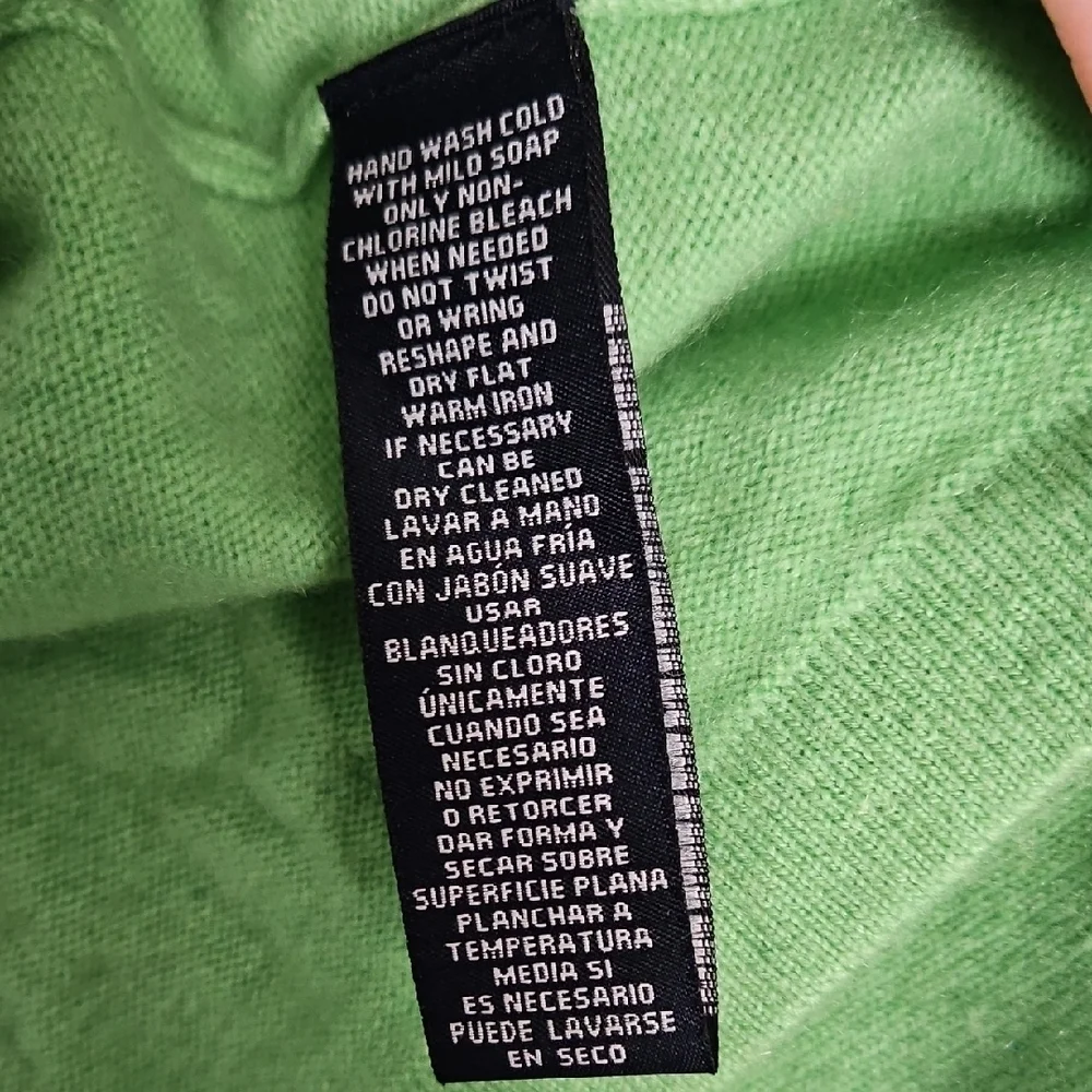 Jones New York Signature 100% Cashmere Lime Green Polo Sweater Large